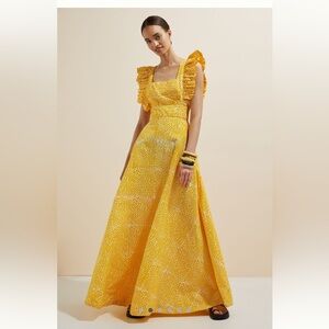 Anthropologie SIKA Marigold Ruffled Maxi Dress - Size 14